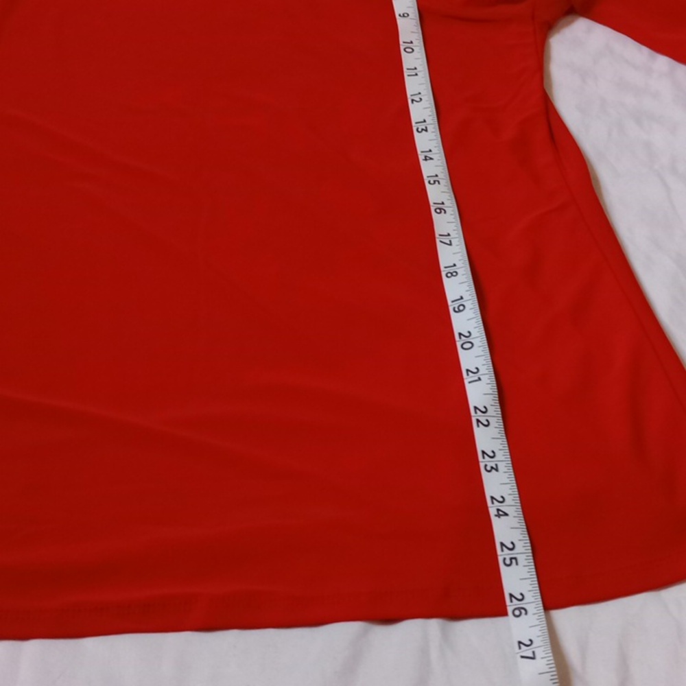 Adele & May Vibrant Red Blouse w/ Strap Detail & Rhinestones | XL - Picture 8 of 10